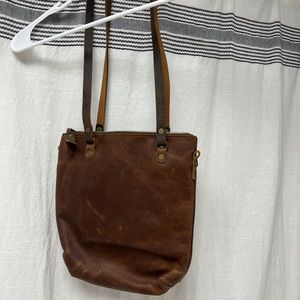 Leather distressed tote